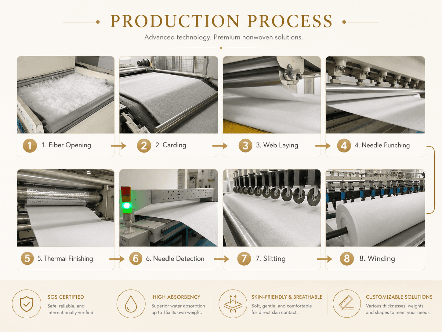 Needle-punched nonwoven production and material development process