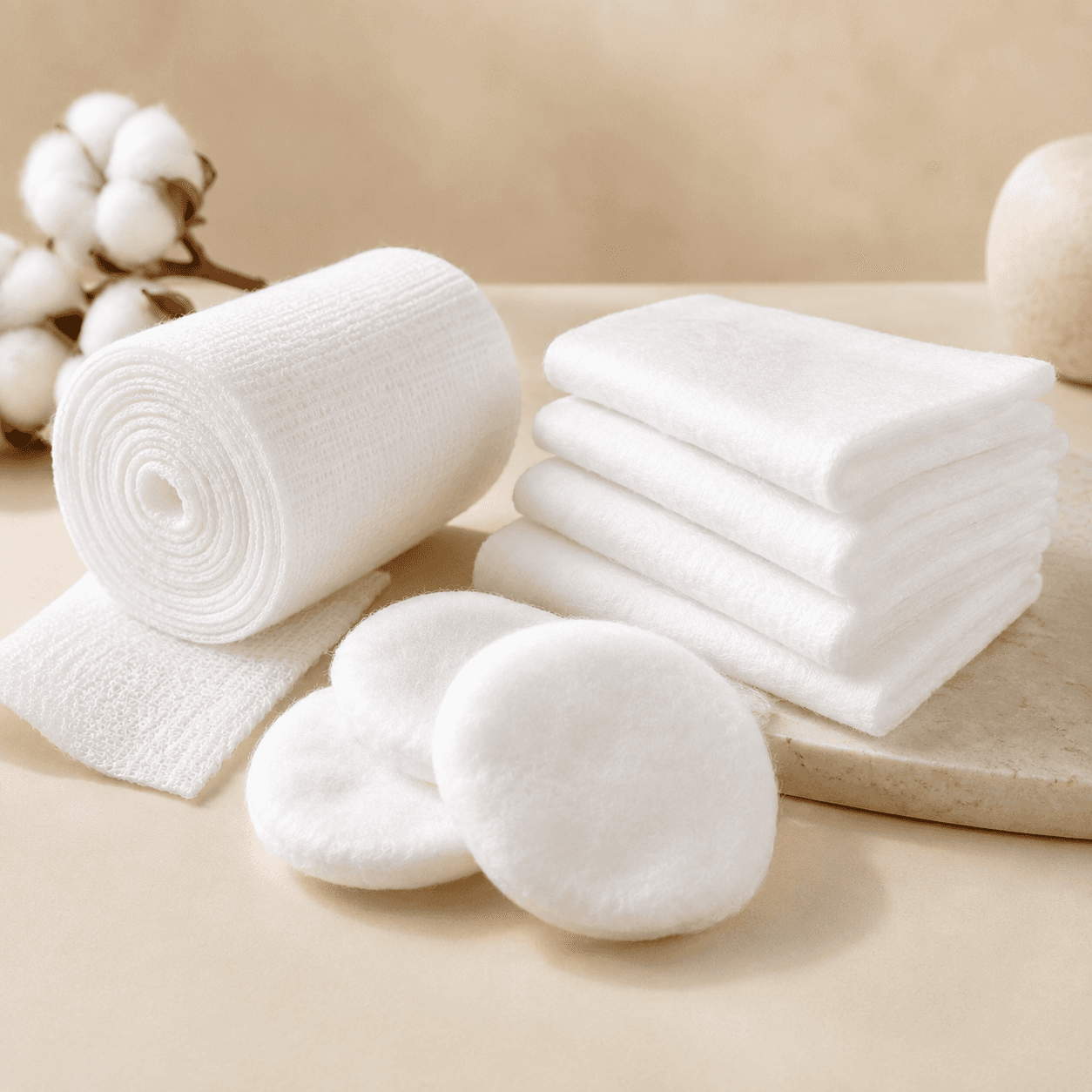 Absorbent PET nonwoven material formats